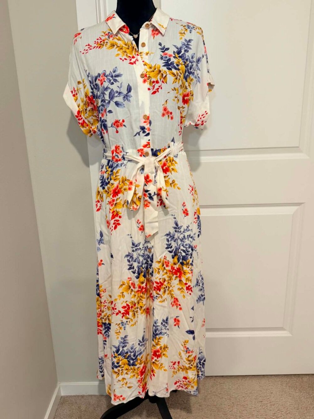 NWT Springfield Floral Midi Shirt Dress, Sz 8 / 42